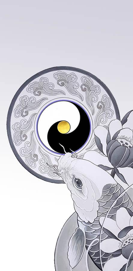 dessin carpe ying yang Zoran Tattoo Vevey