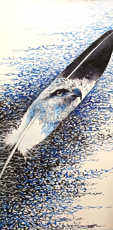Dessin d'une plume avec un Aigle
